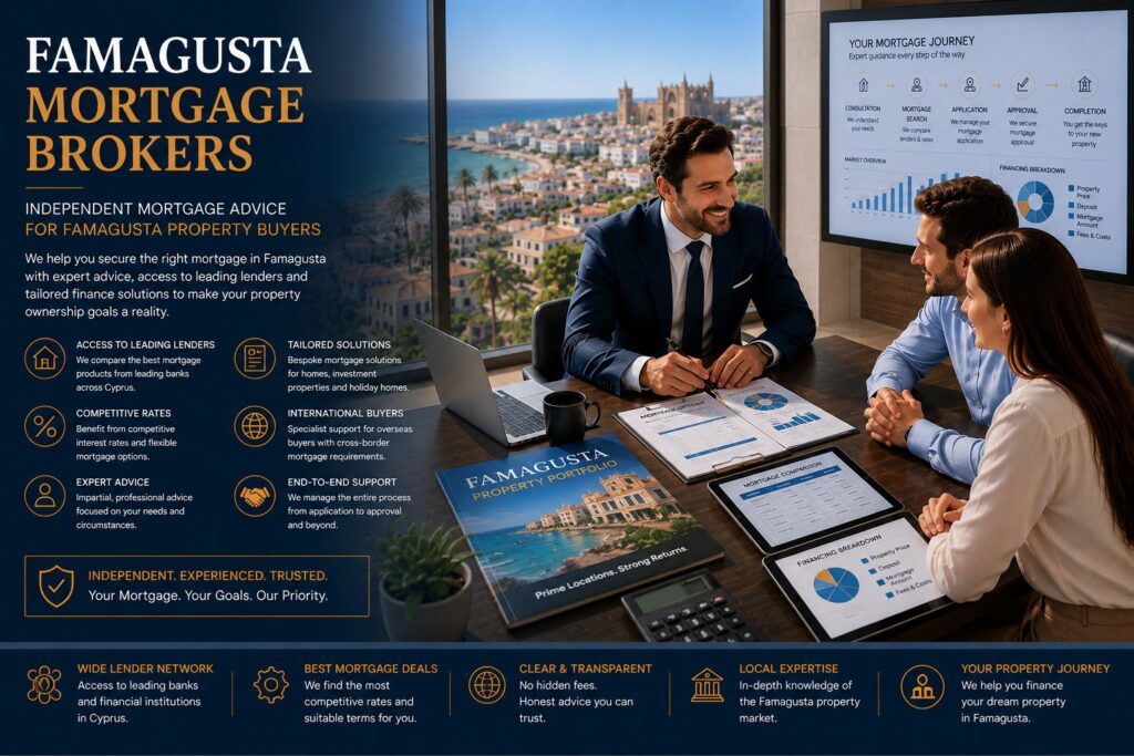 Independent Famagusta mortgage brokers helping buyers secure home loans, mortgage approvals and property finance across Ayia Napa, Protaras and Eastern Cyprus.