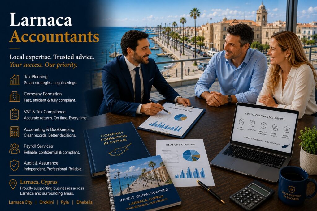 Discover leading accountants in Larnaca offering tax planning, VAT returns, bookkeeping, payroll, audit services and Cyprus company formation for individuals and businesses.