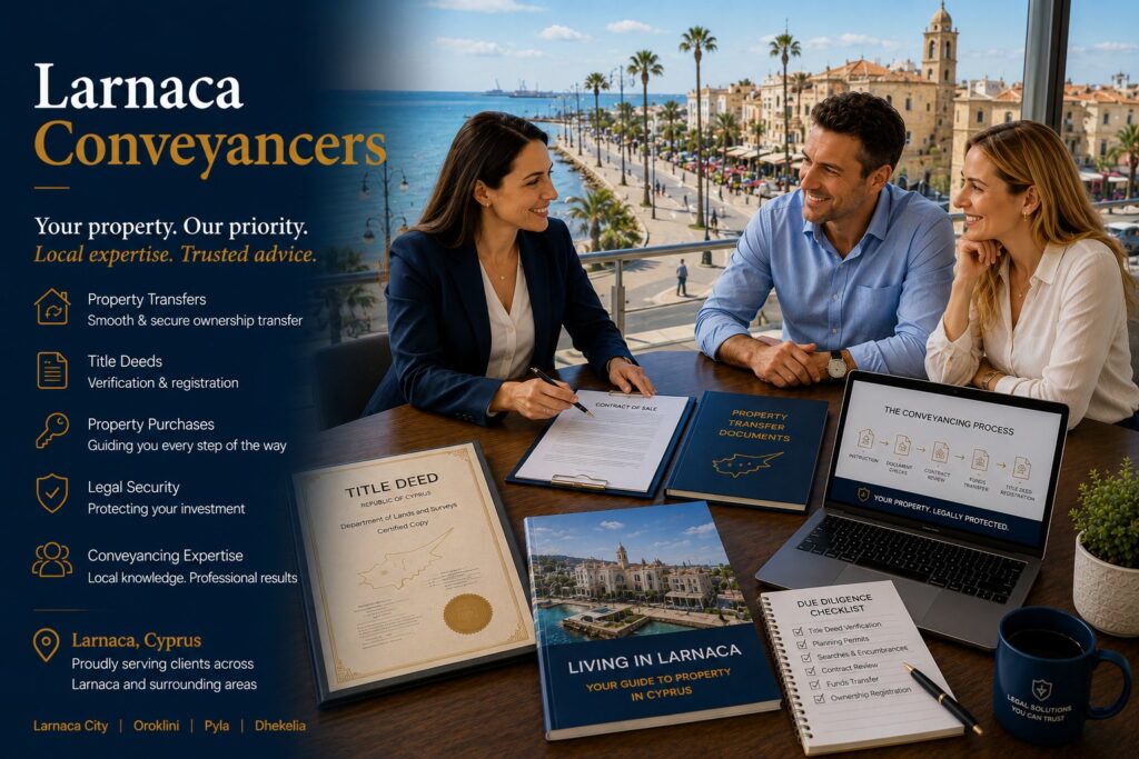 Larnaca conveyancers directory list. Conveyancing in Larnaca is the legal process of transferring ownership of immovable property from a seller to a buyer.