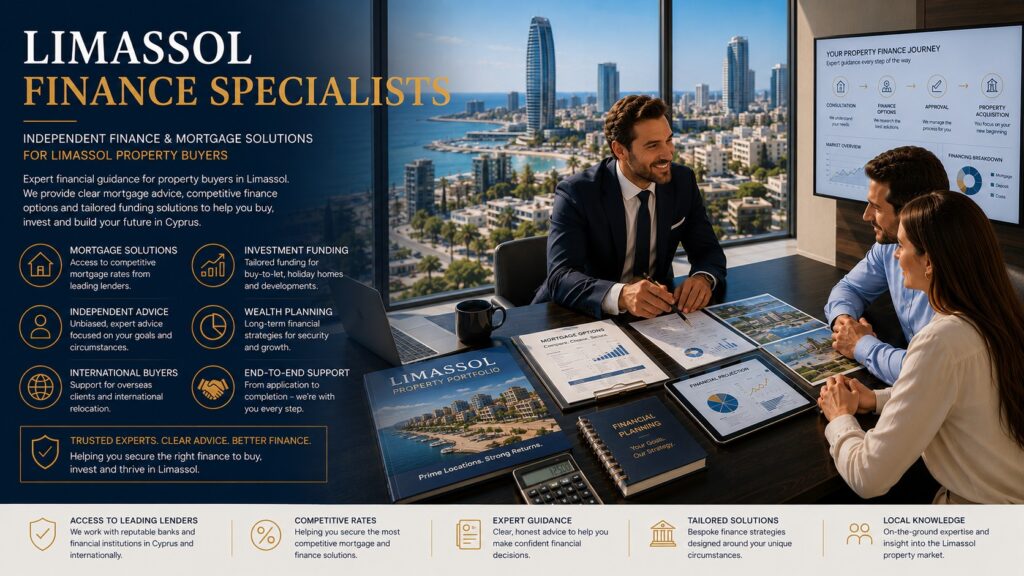 Limassol finance specialist providing mortgage advice, wealth management and property funding solutions.