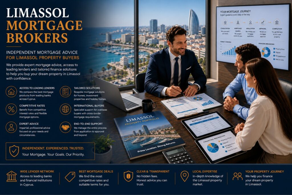 Independent Limassol mortgage brokers offering mortgage approvals, lender comparisons and property finance support for luxury and investment properties.