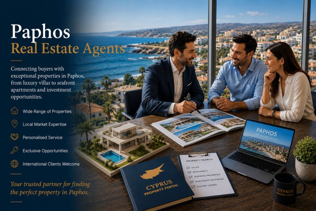 Paphos real estate agents - listings of real estate agents in Paphos Cyprus.