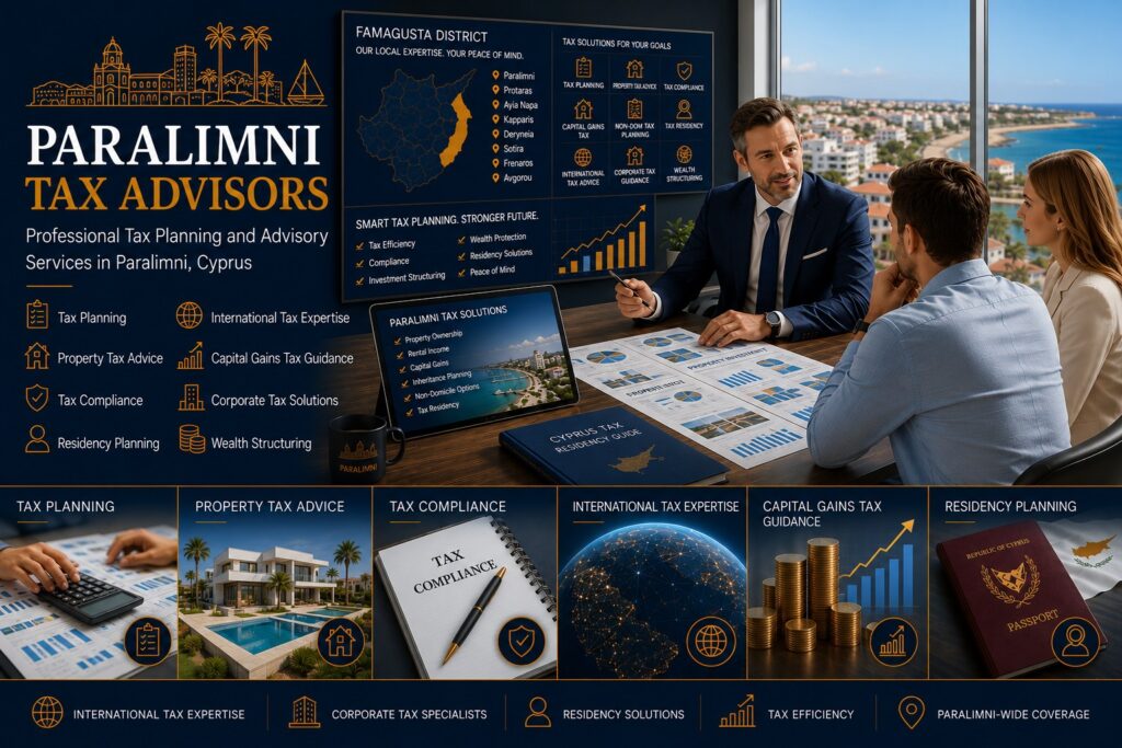 Paralimni tax advisors providing tax planning, property tax advice, tax residency guidance, capital gains tax support and international tax expertise for investors and property owners in East Cyprus.