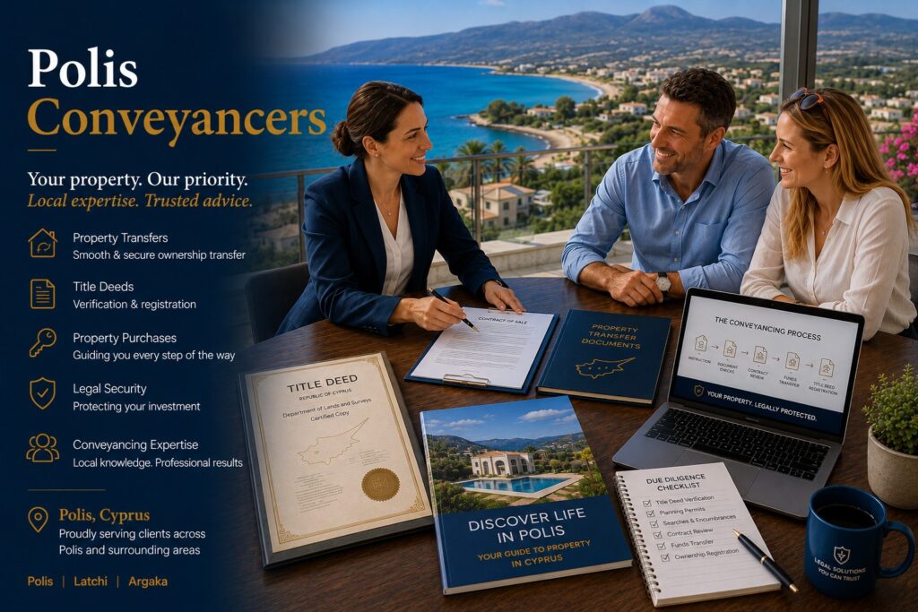 Polis conveyancers directory list. Conveyancing in Polis is the legal process of transferring ownership of immovable property from a seller to a buyer.